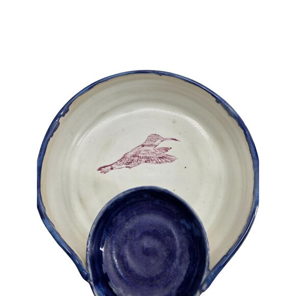 Hummingbird Ceramic Serving Bowl With Built-In Dip Cup by Cindy Gilbride - Picture 2 of 9